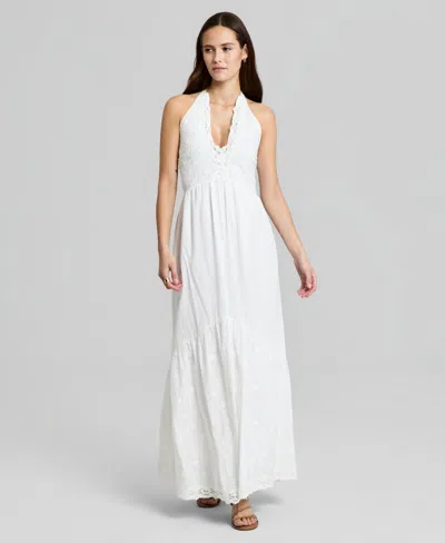 And Now This Women's Cotton Crochet-trim Maxi Dress, Macy's Exclusive In White