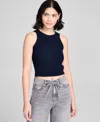 And Now This Women's Cotton Cropped Sweater Tank Top, Regular & Petites, Exclusively At Macy's In Blue