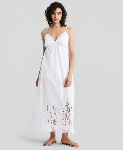 And Now This Women's Cotton Cutout Embroidered Maxi Dress, Macy's Exclusive In White