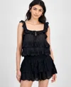 And Now This Women's Cotton Eyelet-ruffled Tank Top