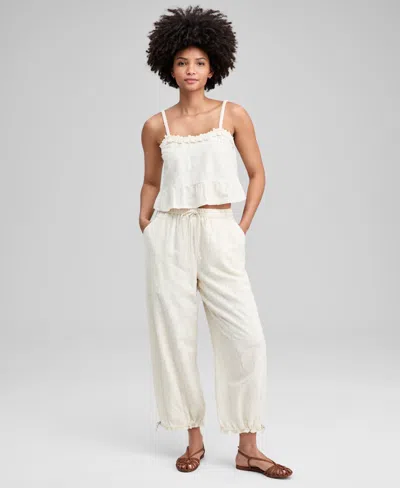 And Now This Now This Womens Cotton Floral Jacquard Drawstring Pants Macys Exclusive In Neutral
