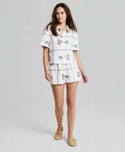And Now This Women's Cotton Patchwork Shorts, Macy's Exclusive In White