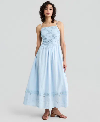 And Now This Women's Cotton Patchwork Top Maxi Dress, Macy's Exclusive In Blue