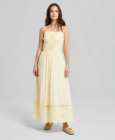 And Now This Women's Cotton Patchwork Top Maxi Dress, Macy's Exclusive In Yellow