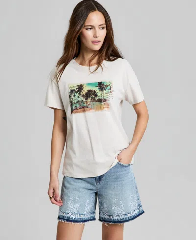 And Now This Women's Cotton Postcard-print T-shirt, Macy's Exclusive In White