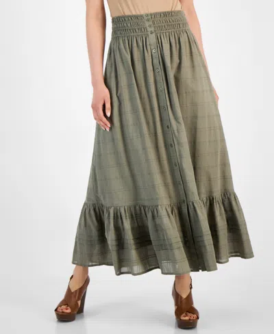 And Now This Women's Cotton Ruffled Smocked Maxi Skirt In Crushed Oregano