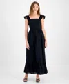 And Now This Women's Cotton Ruffled-strap Swiss Dot Maxi Dress, Exclusively At Macy's In Black