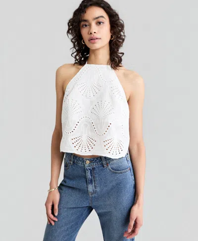 And Now This Women's Cotton Seashell Embroidered Halter Top, Macy's Exclusive In White