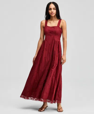 And Now This Women's Cotton Square-neck Maxi Dress, Macy's Exclusive In Brown