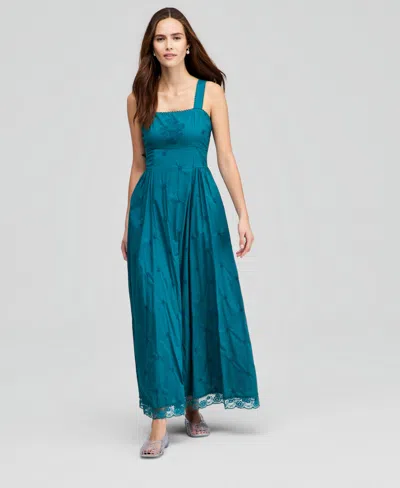 And Now This Women's Cotton Square-neck Maxi Dress, Macy's Exclusive In Blue