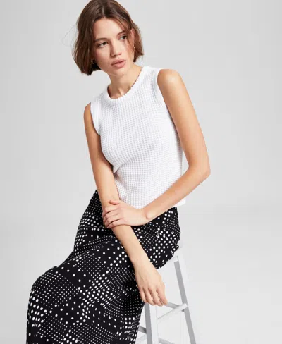 And Now This Women's Cotton Textured Sleeveless Sweater, Exclusively At Macy's In White