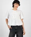 And Now This Women's Cotton Tie-front Peplum Top, Exclusively At Macy's In White