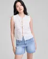 And Now This Women's Cotton Tie-front Sleeveless Top, Exclusively At Macy's In White