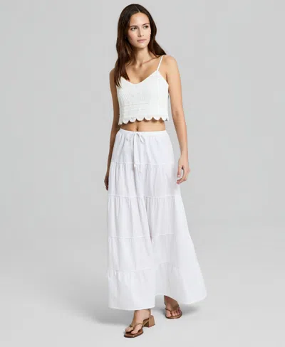 And Now This Women's Cotton Tiered Pull-on Maxi Skirt, Macy's Exclusive In Black