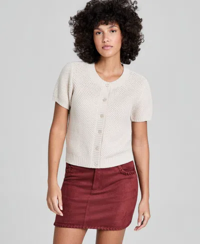 And Now This Women's Crewneck Button-front Cardigan, Macy's Exclusive In White