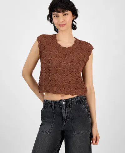 And Now This Women's Crewneck Scalloped Sweater Vest In Mink