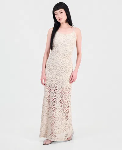 And Now This Women's Crochet Maxi Slip Dress, Macy's Exclusive In Brown