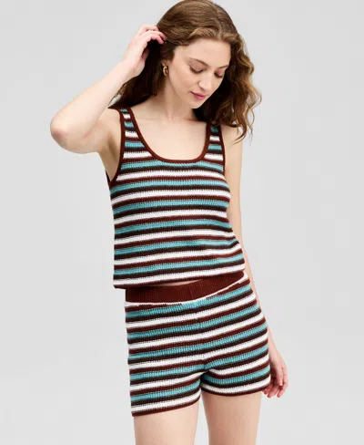 And Now This Women's Crochet Striped Tank Top, Macy's Exclusive In Multi