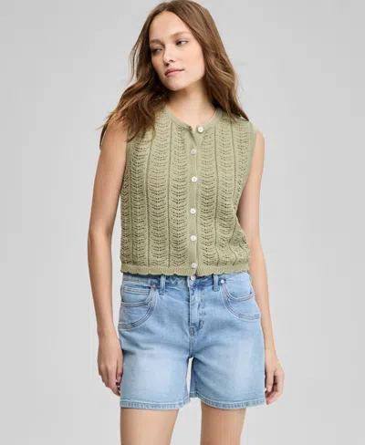And Now This Women's Crochet Sweater Vest, Exclusively At Macy's In Green