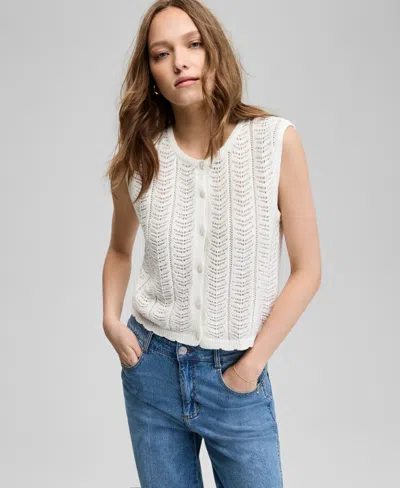 And Now This Women's Crochet Sweater Vest, Exclusively At Macy's In White