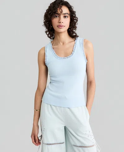 And Now This Women's Crocheted-trim Ribbed Tank Top, Macy's Exclusive In Blue