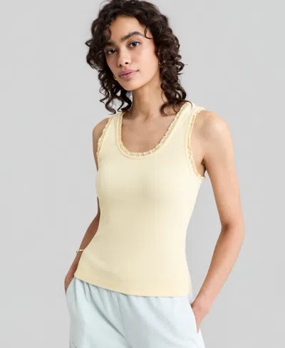 And Now This Women's Crocheted-trim Ribbed Tank Top, Macy's Exclusive In Nude
