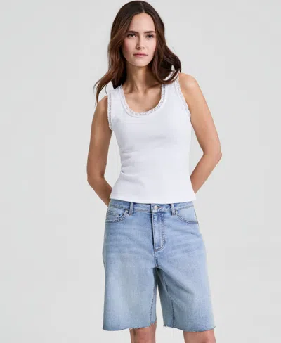 And Now This Women's Crocheted-trim Ribbed Tank Top, Macy's Exclusive In White