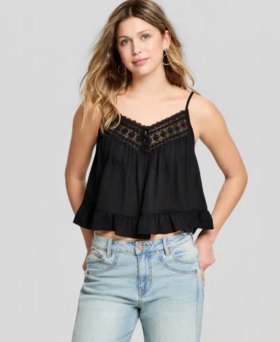 And Now This Women's Crochet-trim Tank Top, Macy's Exclusive In Black