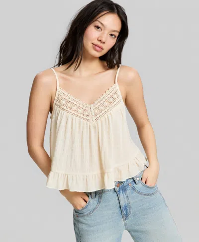 And Now This Women's Crochet-trim Tank Top, Macy's Exclusive In Neutral