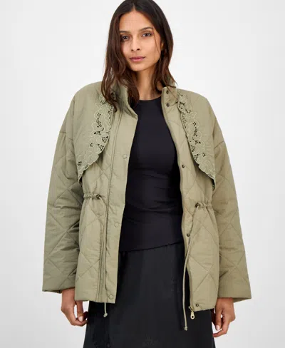 And Now This Women's Cutwork Quilted Jacket, Macy's Exclusive In Green