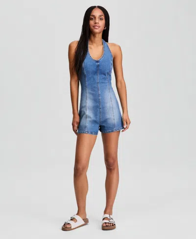 And Now This Women's Denim Halter Romper, Macy's Exclusive In Blue