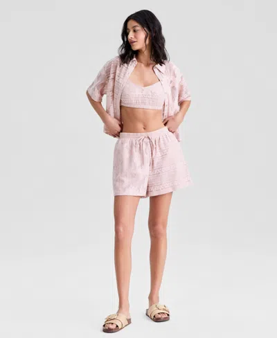 And Now This Women's Drawstring Soft Lace Shorts, Macy's Exclusive In Neutral