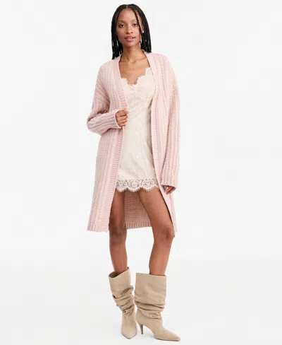 And Now This Women's Duster Open-front Ribbed-knit Cardigan, Macy's Exclusive In Heather Rose