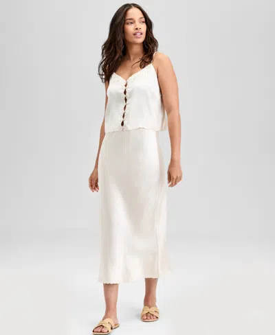 And Now This Women's Embroidered Hem Pull-on Midi Skirt, Exclusively At Macy's In White