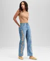 And Now This Now This Womens Embroidered High Rise Straight Leg Jeans 24p 28w Exclusively At Macys In Blue