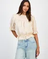 And Now This Women's Embroidered Lace-trim Blouse, Macy's Exclusive In Animal Print