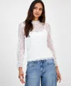 And Now This Women's Embroidered Mesh Mock Neck Top, Macy's Exclusive In White
