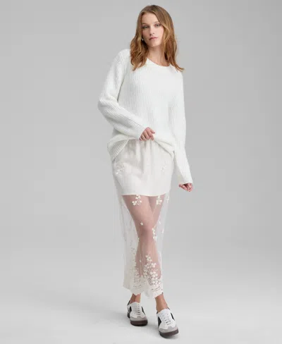 And Now This Women's Embroidered Sheer Overlay Maxi Skirt, Macy's Exclusive In White