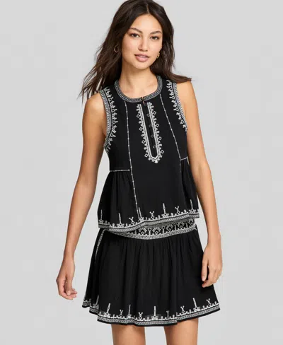 And Now This Women's Embroidered Trim Tank Top, Macy's Exclusive In Black