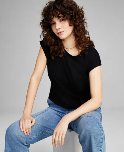 And Now This Women's Extended Shoulder T-shirt, Created For Macy's In Black