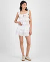 And Now This Now This Womens Cotton Eyelet Ruffled Tank Top Tiered Mini Skirt In White