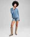 And Now This Women's Faux-pearl Embellished Jean Shorts, Macy's Exclusive In Blue