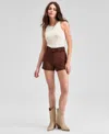 And Now This Women's Faux-suede Belted Shorts, Macy's Exclusive In Brown
