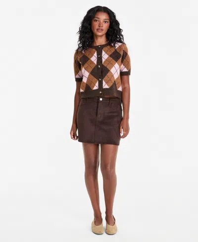 And Now This Women's Faux-suede Mini Skirt, Macy's Exclusive In Deep Brown