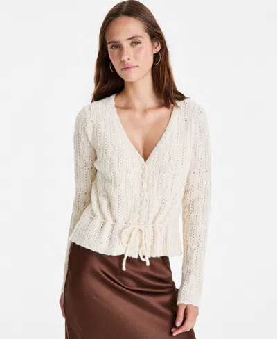 And Now This Women's Femme Peplum Tie-waist Cardigan, Macy's Exclusive In Neutral