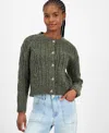 And Now This Women's Flecked Cable-knit Cropped Cardigan, Macy's Exclusive In Gray