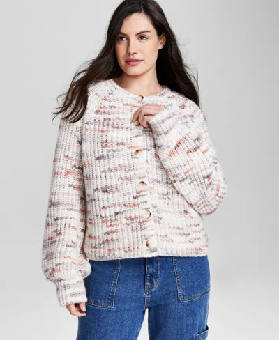And Now This Women's Flecked-knit Raglan-sleeve Cardigan In Cream Flec