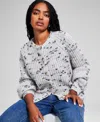 And Now This Women's Flecked-knit Raglan-sleeve Cardigan In Grey Fleck