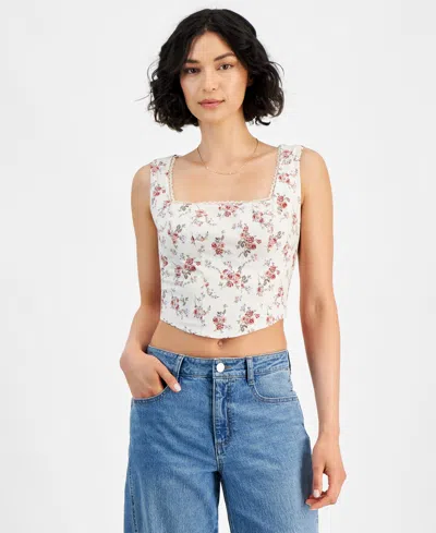 And Now This Women's Floral Corset Top, Created For Macy's In Cream Bouquet