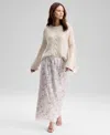 And Now This Women's Floral-print Sequinned Skirt, Macy's Exclusive In Neutral
